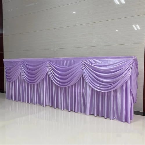 10/20FT Optional Lange Eisseide Tischrock Tischdecke Rock Abdeckung Für Hochzeit Geburtstag Buffettisch Dekoration, Lavendel, H75 * W600CM (20FT) von CSHWXY