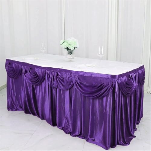 10 Fuß silberner Eisseiden-Tischrock inklusive Top-Swag-Vorhang, Bankett, Hochzeit, Tischdecke, Sockel, Event-Party-Dekoration, Lila, 10 Fuß, 3 m lang 10 Fuß silberner Eisseiden-Tischrock inklusive Top-Swag-Vorhang, Bankett, Hochzeit, Tischdecke, Sockel, Event-Party-Dekoration, Lila, 10 Fuß, 3 m lang von CSHWXY