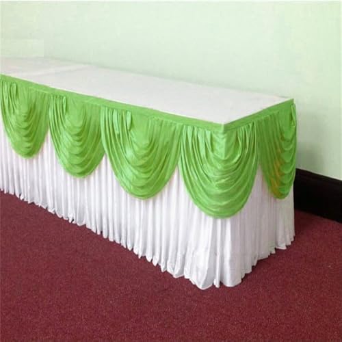 10 Fuß silberner Eisseiden-Tischrock inklusive Top-Swag-Vorhang, Bankett, Hochzeit, Tischdecke, Sockel für Veranstaltungen, Party-Dekoration, Weißgrün, 10 Fuß, 3 m lang 10 Fuß silberner Eisseiden-Tischrock inklusive Top-Swag-Vorhang, Bankett, Hochzeit, Tischdecke, Sockel für Veranstaltungen, Party-Dekoration, Weißgrün, 10 Fuß, 3 m lang von CSHWXY