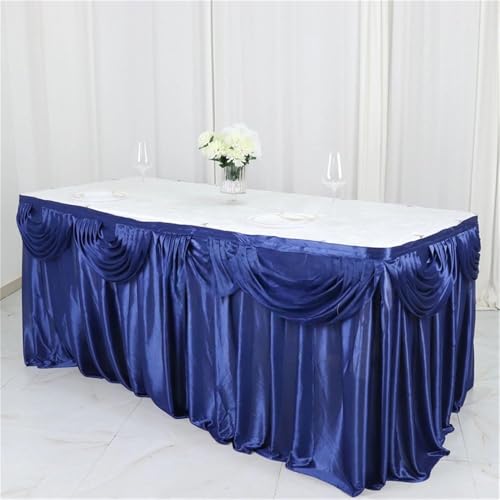 10 Fuß silberner Eisseiden-Tischrock inklusive Top-Swag-Vorhang, Bankett, Hochzeit, Tischdecke, Sockel für Veranstaltungen und Partys, Dekoration, Blau, 17 Fuß, 5,1 m lang 10 Fuß silberner Eisseiden-Tischrock inklusive Top-Swag-Vorhang, Bankett, Hochzeit, Tischdecke, Sockel für Veranstaltungen und Partys, Dekoration, Blau, 17 Fuß, 5,1 m lang von CSHWXY