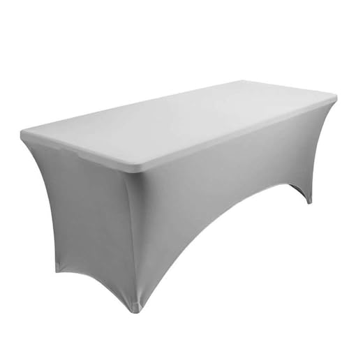 4 Fuß 5 Fuß 6 Fuß 8 Fuß 10 Fuß Optionale Stretch-Spandex-Tischdecke, knitterfrei, waschbar, passende Tischdecken für Partys, grau, 122 x 76 cm von CSHWXY