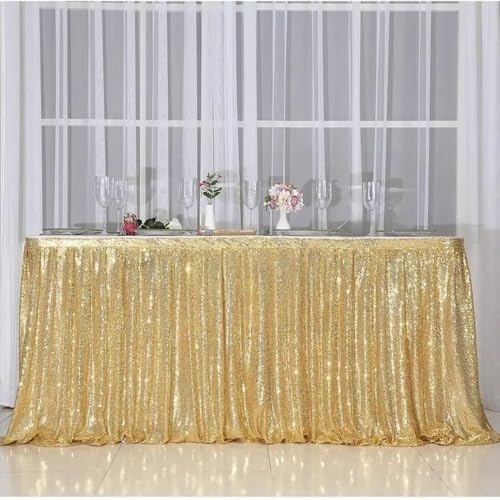 Blush Farbe Langer Pailletten-Tischrock Poly-Tischdecke für Hochzeitsfeier-Party-Dekoration, Gold, 3 m lang Blush Farbe Langer Pailletten-Tischrock Poly-Tischdecke für Hochzeitsfeier-Party-Dekoration, Gold, 3 m lang von CSHWXY