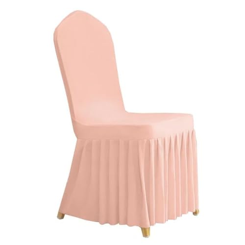 CSHWXY 1 Stück elastischer Spandex-Universal-Stuhlbezug, Rockstoff für Hotel, Zuhause, Hochzeit, Geburtstag, Party, Veranstaltung, Esszimmer, Sitzdekoration, Hellrosa-Grau, 1 Stück von CSHWXY