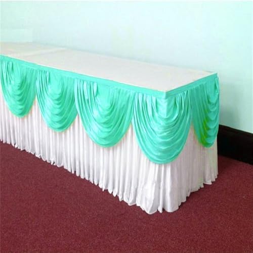 CSHWXY 10 Fuß silberner Eisseiden-Tischrock inklusive Top-Swag-Vorhang, Bankett, Hochzeitstischdecke, Rock, Event-Party-Dekoration, Weiß und Blau, 21 Fuß, 6,3 m lang CSHWXY 10 Fuß silberner Eisseiden-Tischrock inklusive Top-Swag-Vorhang, Bankett, Hochzeitstischdecke, Rock, Event-Party-Dekoration, Weiß und Blau, 21 Fuß, 6,3 m lang von CSHWXY
