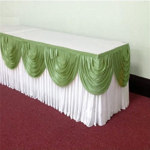 CSHWXY 10 Fuß silberner Eisseiden-Tischrock inklusive Top-Swag-Vorhang, Bankett, Hochzeitstischdecke, Rock, Event-Party-Dekoration, Weiß und Salbeigrün, 21 Fuß, 6,3 m lang CSHWXY 10 Fuß silberner Eisseiden-Tischrock inklusive Top-Swag-Vorhang, Bankett, Hochzeitstischdecke, Rock, Event-Party-Dekoration, Weiß und Salbeigrün, 21 Fuß, 6,3 m lang von CSHWXY