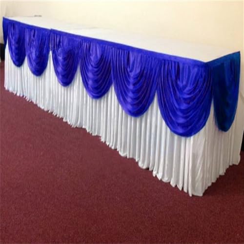 CSHWXY 10 Fuß silberner Eisseiden-Tischrock inklusive Top-Swag-Vorhang, Bankett, Hochzeitstischdecke, Sockel für Event-Party-Dekoration, Weiß und Blau, 10 Fuß, 3 m lang CSHWXY 10 Fuß silberner Eisseiden-Tischrock inklusive Top-Swag-Vorhang, Bankett, Hochzeitstischdecke, Sockel für Event-Party-Dekoration, Weiß und Blau, 10 Fuß, 3 m lang von CSHWXY