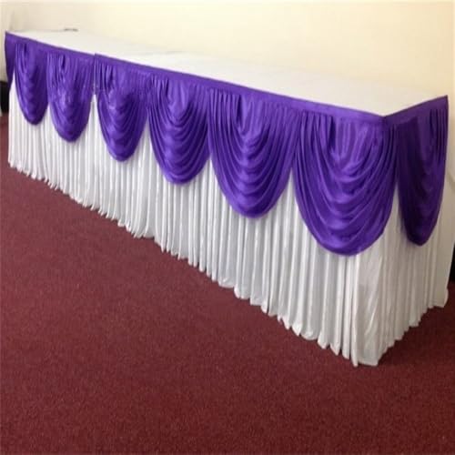 CSHWXY 10 Fuß silberner Eisseiden-Tischrock inklusive Top-Swag-Vorhang, Bankett, Hochzeitstischdecke, Sockel für Event-Party-Dekoration, weiß und lila, 10 Fuß, 3 m lang CSHWXY 10 Fuß silberner Eisseiden-Tischrock inklusive Top-Swag-Vorhang, Bankett, Hochzeitstischdecke, Sockel für Event-Party-Dekoration, weiß und lila, 10 Fuß, 3 m lang von CSHWXY