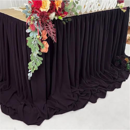CSHWXY Chiffon-Tischrock, Hochzeitstischdecke, transparenter Stoff für den Tisch des Brautpaars, Geburtstagsfeier, Kuchentisch, Babyparty-Dekor, Schwarz, 70 x 426 cm CSHWXY Chiffon-Tischrock, Hochzeitstischdecke, transparenter Stoff für den Tisch des Brautpaars, Geburtstagsfeier, Kuchentisch, Babyparty-Dekor, Schwarz, 70 x 426 cm von CSHWXY
