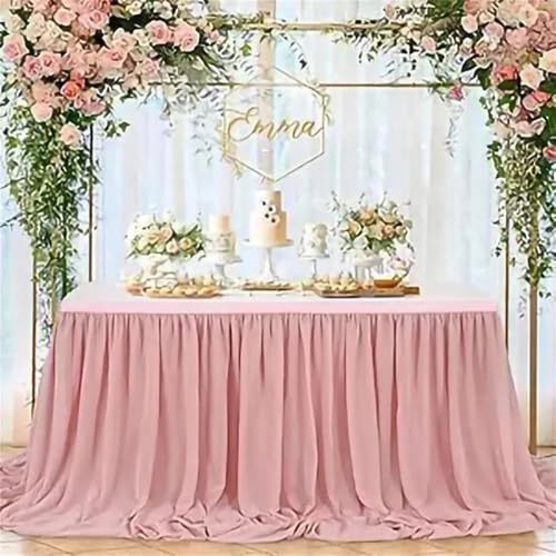 CSHWXY Chiffon-Tischrock, Hochzeitstischdecke, transparenter Stoff für den Tisch des Brautpaars, Geburtstagsfeier, Kuchentisch, Babyparty-Dekor, schmutziges Rosa, 70 x 426 cm CSHWXY Chiffon-Tischrock, Hochzeitstischdecke, transparenter Stoff für den Tisch des Brautpaars, Geburtstagsfeier, Kuchentisch, Babyparty-Dekor, schmutziges Rosa, 70 x 426 cm von CSHWXY