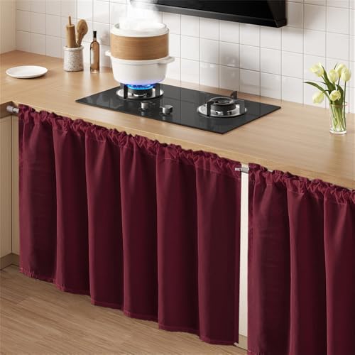 CSHWXY Chiffon-wasserdichter Halbvorhang, kurzer Küchenschrank, diverser Schatten, Trennvorhang, Esstisch, Tischrock, Burgunderrot, 100 x 70 cm, 1 Stück CSHWXY Chiffon-wasserdichter Halbvorhang, kurzer Küchenschrank, diverser Schatten, Trennvorhang, Esstisch, Tischrock, Burgunderrot, 100 x 70 cm, 1 Stück von CSHWXY