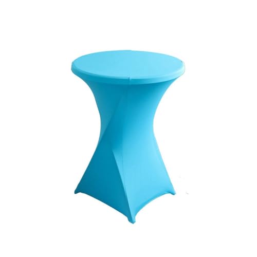 CSHWXY Hotel-Hochzeitsdekoration, Cocktailbar-Abdeckung, Reine Farbe, Polyester, rund, Bankett, elastisch, Hellblau, 80 x 110 cm von CSHWXY