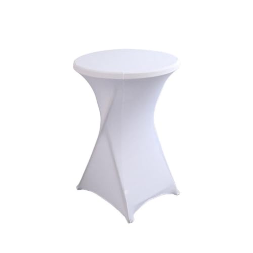 CSHWXY Hotel-Hochzeitsdekoration, Cocktailbar-Abdeckung, einfarbig, Polyester, rund, Bankett, elastisch, Weiß, 60 x 110 cm von CSHWXY