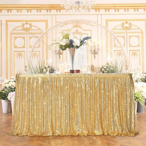 CSHWXY Pailletten-Tischrock, rosa, gewellte Rüschen, glitzernder Tischdeckenrock für Brautpartys, Geburtstagsfeiern, 1 Stück, Gold, 70 x 426 cm CSHWXY Pailletten-Tischrock, rosa, gewellte Rüschen, glitzernder Tischdeckenrock für Brautpartys, Geburtstagsfeiern, 1 Stück, Gold, 70 x 426 cm von CSHWXY