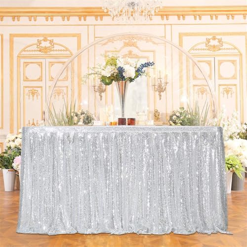 CSHWXY Pailletten-Tischrock, rosa, gewellte Rüschen, glitzernder Tischdeckenrock für Brautpartys, Geburtstagsfeiern, 1 Stück, silberfarben, 70 x 122 cm CSHWXY Pailletten-Tischrock, rosa, gewellte Rüschen, glitzernder Tischdeckenrock für Brautpartys, Geburtstagsfeiern, 1 Stück, silberfarben, 70 x 122 cm von CSHWXY