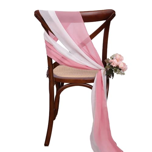 CSHWXY Stuhlschärpen aus weißem Chiffon, 17 x 275 cm, für Hochzeiten, Stuhlhussen, Bänder, für Hochzeitsfeiern, Gangdekoration, 24 Stück, Weiß, Dunkelrosa CSHWXY Stuhlschärpen aus weißem Chiffon, 17 x 275 cm, für Hochzeiten, Stuhlhussen, Bänder, für Hochzeitsfeiern, Gangdekoration, 24 Stück, Weiß, Dunkelrosa von CSHWXY