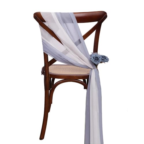 CSHWXY Stuhlschärpen aus weißem Chiffon, 17 x 275 cm, für Hochzeiten, Stuhlhussen, Bänder, für Hochzeitsfeiern, Gangdekoration, 24 Stück, Weiß, Grau, Blau CSHWXY Stuhlschärpen aus weißem Chiffon, 17 x 275 cm, für Hochzeiten, Stuhlhussen, Bänder, für Hochzeitsfeiern, Gangdekoration, 24 Stück, Weiß, Grau, Blau von CSHWXY
