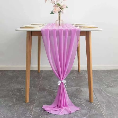 CSHWXY Tischläufer aus Chiffon-Gaze, 70 x 300 cm, Elfenbein/Gold, für beigefarbene, rustikale Hochzeiten, transparente Brautparty- und Geburtstagsfeierdekorationen, A10, 70 x 300 cm von CSHWXY