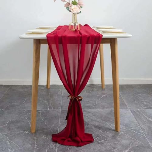 CSHWXY Tischläufer aus Chiffon-Gaze, 70 x 300 cm, Elfenbein/Gold, für beigefarbene, rustikale Hochzeiten, transparente Brautparty- und Geburtstagsfeierdekorationen, A8, 70 x 300 cm von CSHWXY