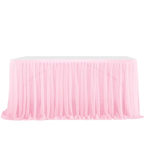 CSHWXY Tischrock, plissiert, Tischumfang, Geburtstagsfeier, Hochzeitsdekoration, Rüschenrand, elastischer dünner Gaze-Tischrock aus Tüll, Farbe 25, 9FT275cmX77cm CSHWXY Tischrock, plissiert, Tischumfang, Geburtstagsfeier, Hochzeitsdekoration, Rüschenrand, elastischer dünner Gaze-Tischrock aus Tüll, Farbe 25, 9FT275cmX77cm von CSHWXY