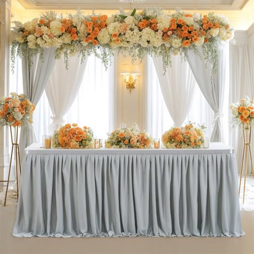 CSHWXY Tischrock für Geburtstagsfeiern, Dekoration, Schild für Desserts, Umfang, Hochzeitskonferenz, Party-Dekoration, Silbergrau, 6FT 78X183cm CSHWXY Tischrock für Geburtstagsfeiern, Dekoration, Schild für Desserts, Umfang, Hochzeitskonferenz, Party-Dekoration, Silbergrau, 6FT 78X183cm von CSHWXY