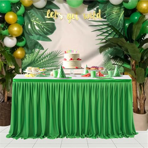 CSHWXY Tischrock für Geburtstagsfeiern, Dekoration, Schild für Desserts, Umfang, Hochzeitskonferenz, Party-Dekoration, grün, 9FT 78X275cm CSHWXY Tischrock für Geburtstagsfeiern, Dekoration, Schild für Desserts, Umfang, Hochzeitskonferenz, Party-Dekoration, grün, 9FT 78X275cm von CSHWXY