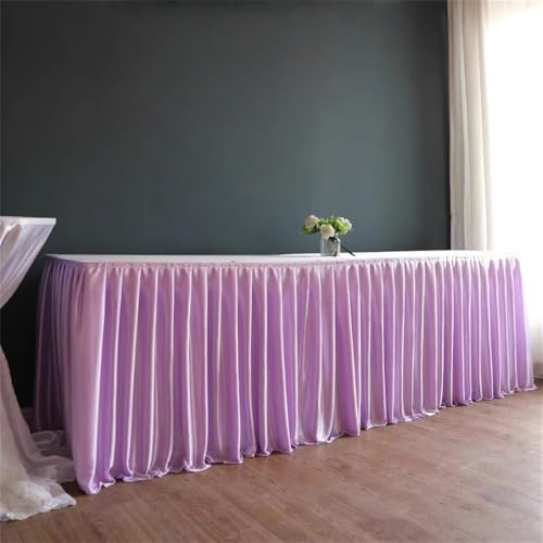 Champagnerfarbener Tischrock aus Polyester, knitterfrei, Plissierte Rüschen-Tischdecke für Geburtstagsfeiern, Bankette, Hochzeiten, Babypartys, Lila, H 50 cm x L 300 cm Champagnerfarbener Tischrock aus Polyester, knitterfrei, Plissierte Rüschen-Tischdecke für Geburtstagsfeiern, Bankette, Hochzeiten, Babypartys, Lila, H 50 cm x L 300 cm von CSHWXY