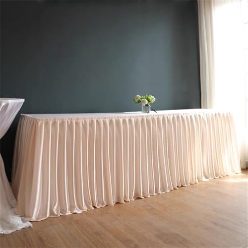 Champagnerfarbener Tischrock aus Polyester, knitterfrei, Plissierte Tischdecke mit Rüschen für Geburtstagsfeiern, Bankette, Hochzeiten und Babypartys, Champagner, H75 cm x L300 cm Champagnerfarbener Tischrock aus Polyester, knitterfrei, Plissierte Tischdecke mit Rüschen für Geburtstagsfeiern, Bankette, Hochzeiten und Babypartys, Champagner, H75 cm x L300 cm von CSHWXY