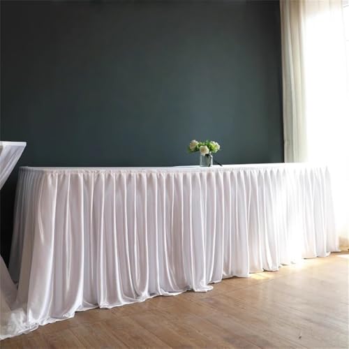 Champagnerfarbener Tischrock aus Polyester, knitterfrei, Plissierte Tischdecke mit Rüschen für Geburtstagsfeiern, Bankette, Hochzeiten und Babypartys, Weiß, H30 cm x L300 cm Champagnerfarbener Tischrock aus Polyester, knitterfrei, Plissierte Tischdecke mit Rüschen für Geburtstagsfeiern, Bankette, Hochzeiten und Babypartys, Weiß, H30 cm x L300 cm von CSHWXY