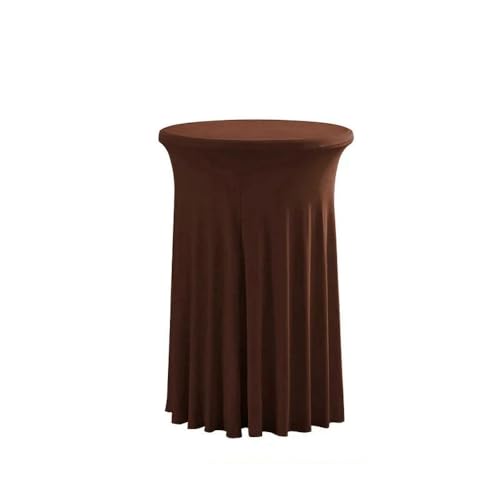 Cocktail-Tischdecke im Rock-Stil, elegant, für gewerbliche Meeting-Bars, rund, elastisch, Weiß, Dunkelbraun, 60 cm rund, 110 cm hoch von CSHWXY