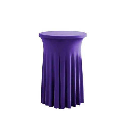 Cocktail-Tischdecke im Rock-Stil, elegant, rund, elastisch, für gewerbliche Meetings und Bars, Weiß, Violett, 60 cm rund, 110 cm hoch von CSHWXY