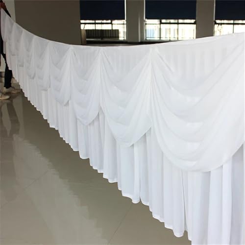 Goldene Tischröcke aus Eisseide, einfarbig, schöne Girlande mit Quaste, Tischdecke, Dekoration für Hochzeiten, Bühnenpartys, Weiß, B 7,8 m x H 80 cm Goldene Tischröcke aus Eisseide, einfarbig, schöne Girlande mit Quaste, Tischdecke, Dekoration für Hochzeiten, Bühnenpartys, Weiß, B 7,8 m x H 80 cm von CSHWXY