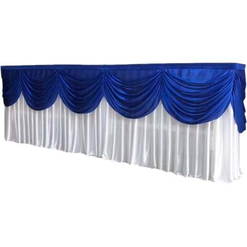 Goldene Tischröcke aus Eisseide, einfarbig, schöne Girlande mit Quaste, Tischdecke, Dekoration für Hochzeiten, Bühnenpartys, Weiß, Blau, B 6 m x H 80 cm Goldene Tischröcke aus Eisseide, einfarbig, schöne Girlande mit Quaste, Tischdecke, Dekoration für Hochzeiten, Bühnenpartys, Weiß, Blau, B 6 m x H 80 cm von CSHWXY