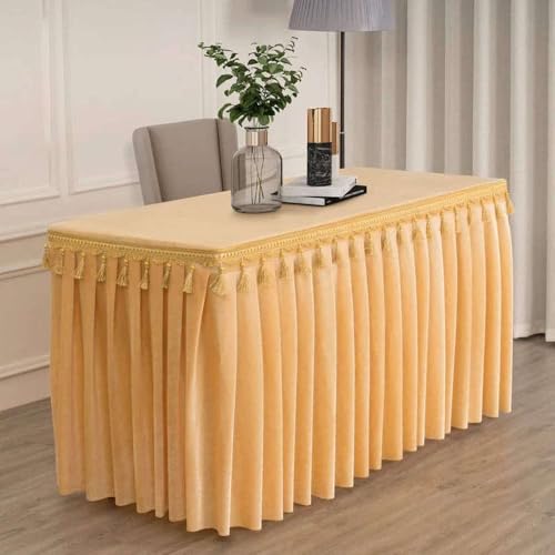 Goldfarbene Samt-Tischdecke für Konferenzen und Ausstellungen, zum Aufhängen, Fransen-Tischdecke für Quasten-Tischrock, rechteckig, Champagner, 180 x 60 x 75 cm Goldfarbene Samt-Tischdecke für Konferenzen und Ausstellungen, zum Aufhängen, Fransen-Tischdecke für Quasten-Tischrock, rechteckig, Champagner, 180 x 60 x 75 cm von CSHWXY