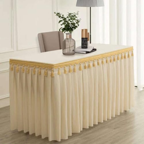 Goldfarbene Samt-Tischdecke für Konferenzen und Ausstellungen, zum Aufhängen, Fransen-Tischdecke für Quasten-Tischrock, rechteckig, Reisweiß, 120 x 40 x 75 cm Goldfarbene Samt-Tischdecke für Konferenzen und Ausstellungen, zum Aufhängen, Fransen-Tischdecke für Quasten-Tischrock, rechteckig, Reisweiß, 120 x 40 x 75 cm von CSHWXY