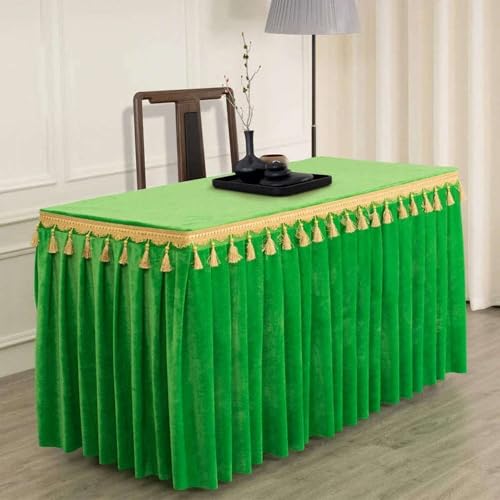 Goldfarbene Samt-Tischdecke für Konferenzen und Ausstellungen, zum Aufhängen, Fransen-Tischdecke für Quasten-Tischrock, rechteckig, grün, 120 x 60 x 75 cm Goldfarbene Samt-Tischdecke für Konferenzen und Ausstellungen, zum Aufhängen, Fransen-Tischdecke für Quasten-Tischrock, rechteckig, grün, 120 x 60 x 75 cm von CSHWXY