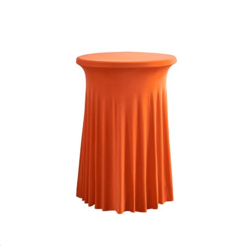Hochwertige elastische Tischdecke für Bartheken und Cocktailtische, runde Tischdecke, Orange Rot, 60 x 110 cm von CSHWXY