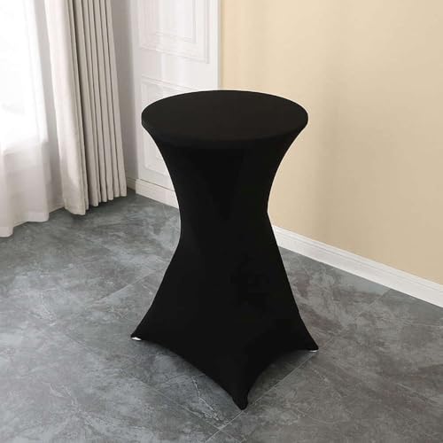 Hochzeitsdekoration, Geburtstagsfeier, Cocktail-Tischdecke, Spandex-Bezug, Stehtisch, Hotel, Bankett, Tagungsraum, 60 cm, 80 cm optional, Schwarz, 60 cm x 110 cm H von CSHWXY