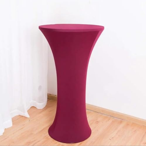 Hochzeitsdekoration, Spandex, für hohe Bar, runder Sockel, Cocktail-Tischdecke, elastischer Stretch-Bezug, für Geburtstagsfeiern, Hotels, Urlaub, Burgunderrot, 80 cm rund 110 cm hoch von CSHWXY