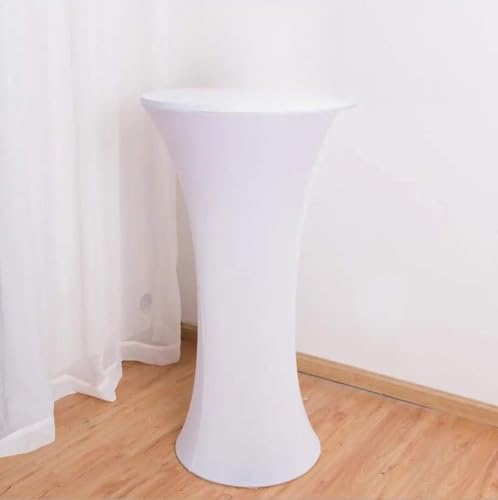 Hochzeitsdekoration, Spandex, für hohe Bar, runder Sockel, Cocktail-Tischdecke, elastischer Stretchbezug, für Geburtstagsfeiern, Hotels, Urlaub, Weiß, 80 cm rund 110 cm H von CSHWXY
