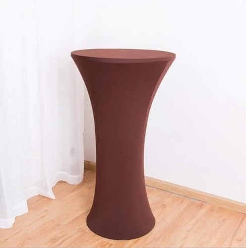 Hochzeitsdekoration, Spandex, für hohe Bar, runder Sockel, Cocktail-Tischdecke, elastischer Stretchbezug, für Geburtstagsfeiern, Hotels, Urlaub, braun, 80 cm rund 110 cm hoch von CSHWXY