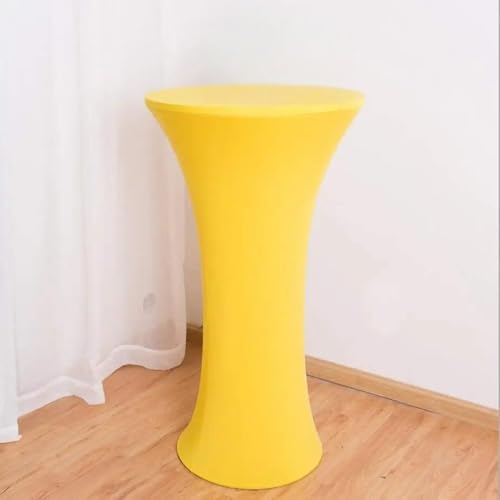 Hochzeitsdekoration, Spandex, für hohe Bar, runder Sockel, Cocktail-Tischdecke, elastischer Stretchbezug, für Geburtstagsfeiern, Hotels, Urlaub, gelb, 80 cm rund 110 cm hoch von CSHWXY