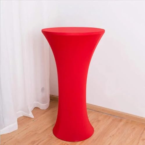 Hochzeitsdekoration, Spandex, für hohe Bar, runder Sockel, Cocktail-Tischdecke, elastischer Stretchbezug, für Geburtstagsfeiern, Hotels, Urlaub, rot, 80 cm rund 110 cm H von CSHWXY