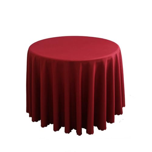 Hochzeitsdekoration, runde Tischdecke, Polyester, einfarbig, für Hotelveranstaltungen, Konferenzräume, Abendessen, Geburtstagsfeiern, Feiertage, Burgunderrot, 300 cm rund Hochzeitsdekoration, runde Tischdecke, Polyester, einfarbig, für Hotelveranstaltungen, Konferenzräume, Abendessen, Geburtstagsfeiern, Feiertage, Burgunderrot, 300 cm rund von CSHWXY