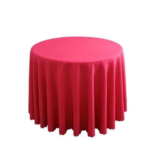 Hochzeitsdekoration, runde Tischdecke, Polyester, einfarbig, für Hotelveranstaltungen, Konferenzräume, Abendessen, Geburtstagsfeiern, Feiertage, Fuchsia, 220 cm rund von CSHWXY