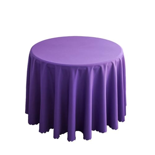 Hochzeitsdekoration, runde Tischdecke, Polyester, einfarbig, für Hotelveranstaltungen, Konferenzräume, Abendessen, Geburtstagsfeiern, Feiertage, Lila, 220 cm rund von CSHWXY