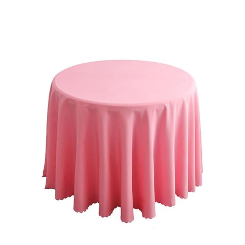 Hochzeitsdekoration, runde Tischdecke, Polyester, einfarbig, für Hotelveranstaltungen, Konferenzräume, Abendessen, Geburtstagsfeiern, Feiertage, Rosa, 220 cm rund von CSHWXY