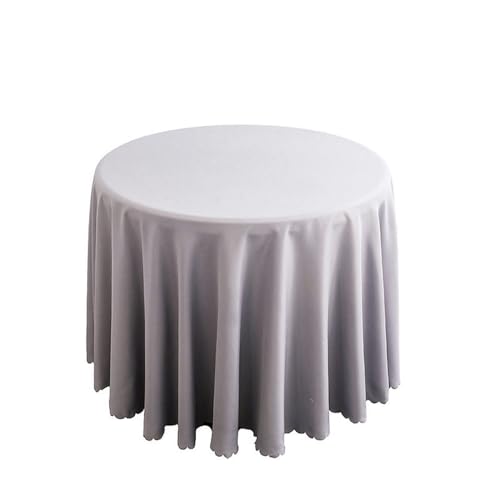 Hochzeitsdekoration, runde Tischdecke, Polyester, einfarbig, für Hotelveranstaltungen, Konferenzräume, Abendessen, Geburtstagsfeiern, Feiertage, Silbergrau, 180 cm rund von CSHWXY