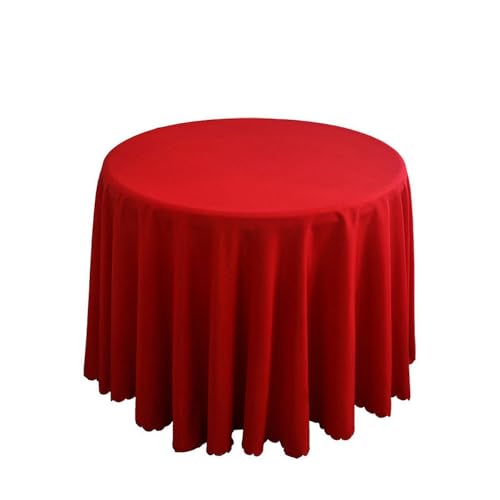Hochzeitsdekoration, runde Tischdecke, Polyester, einfarbig, für Hotelveranstaltungen, Konferenzräume, Abendessen, Geburtstagsfeiern, Feiertage, rot, 180 cm rund von CSHWXY