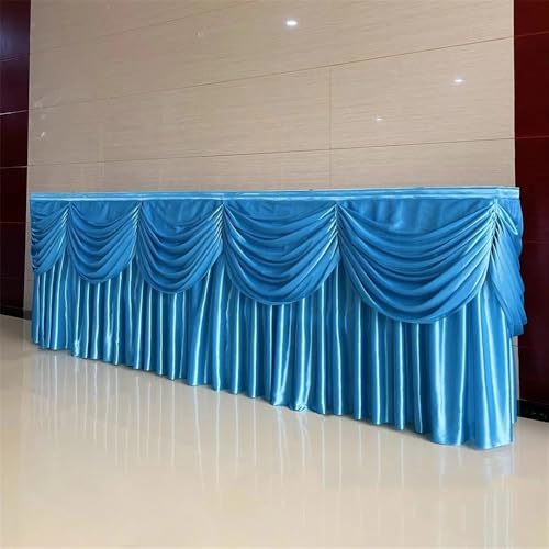 Langer Tischrock aus Eisseide, 3 m/6 m, optional, mit Top-Drapierung, für Buffet-Tischdekoration, Geburtstag, Hochzeit, Blau, H 75 x L 600 cm Langer Tischrock aus Eisseide, 3 m/6 m, optional, mit Top-Drapierung, für Buffet-Tischdekoration, Geburtstag, Hochzeit, Blau, H 75 x L 600 cm von CSHWXY