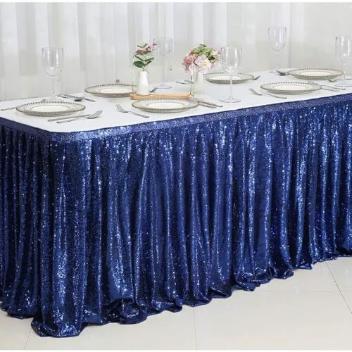 Langer Tischrock mit Pailletten in Blush-Farbe, Poly-Tischdecke, für Hochzeits-, Event- und Party-Dekoration, Marineblau, 3 m lang Langer Tischrock mit Pailletten in Blush-Farbe, Poly-Tischdecke, für Hochzeits-, Event- und Party-Dekoration, Marineblau, 3 m lang von CSHWXY